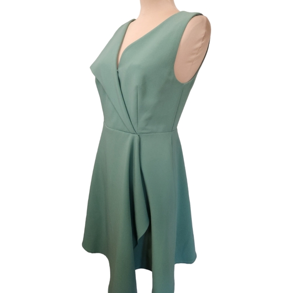ANN TAYLOR Sage Green Sleeveless Knee-length Cascade Midi Dress - Size 4 - Picture 7 of 13